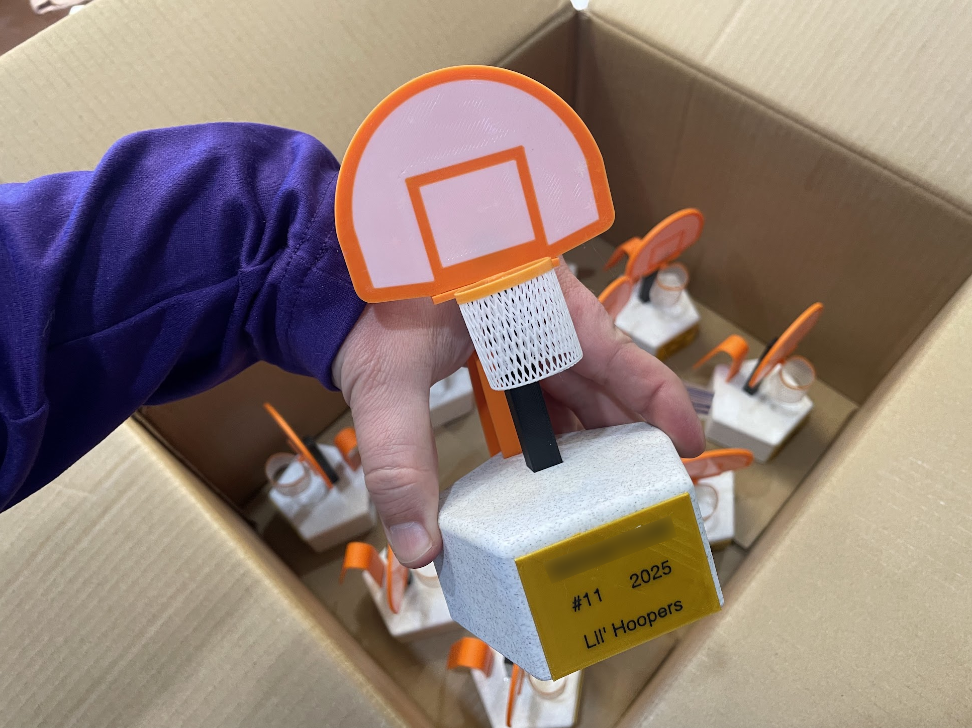 Basketball hoop trophy